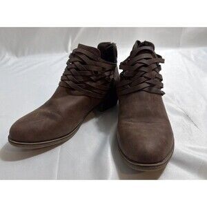 XJL  Ankle Boots Brown Women’s US 7M Leather Zip Up 1.5” Heel